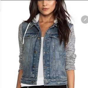 Free People Knit Sleeve Denim Jacket